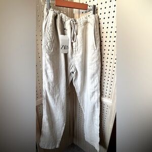 Zara ~ Relaxed Linen & Cotton Drawstring Pants
